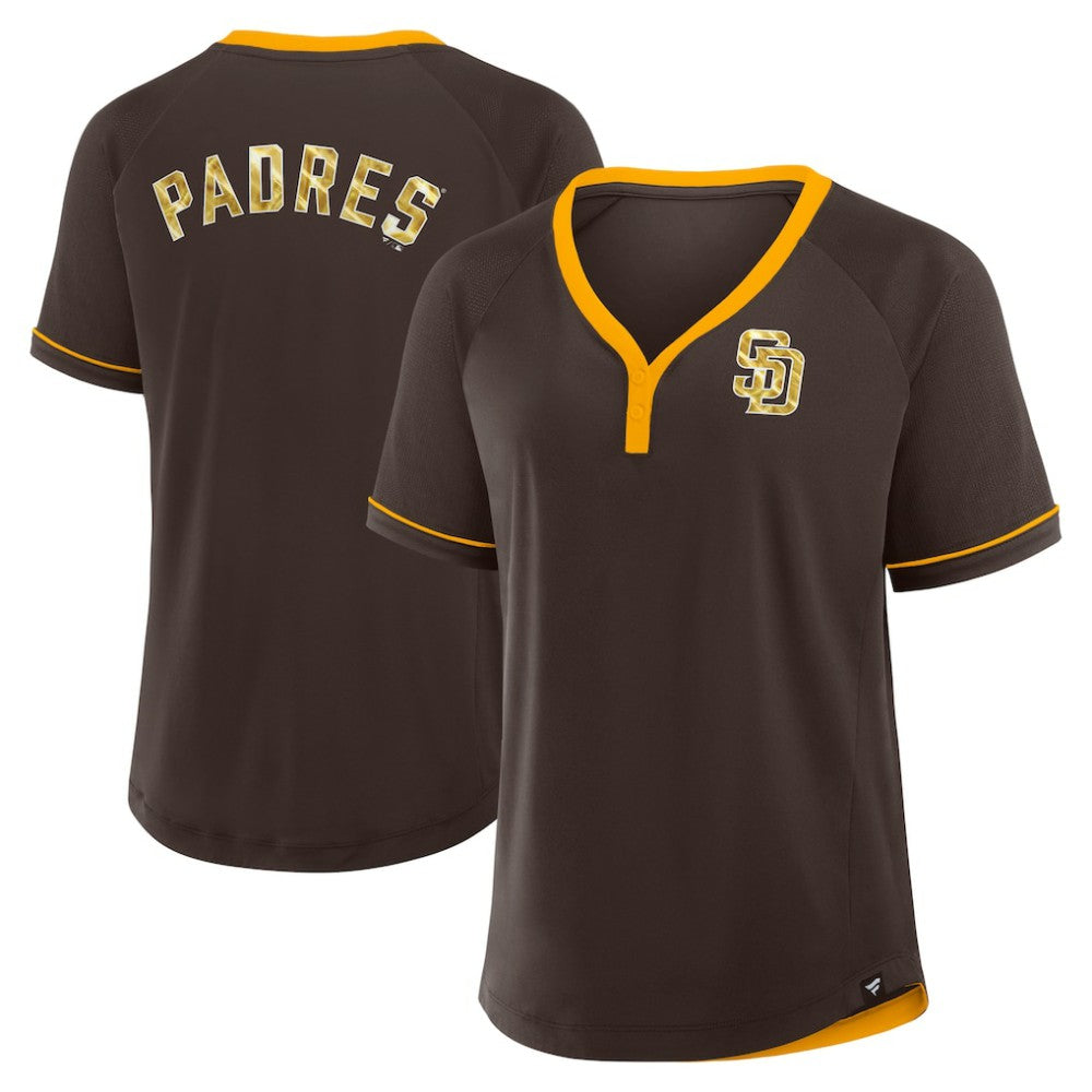 San Diego Padres Fanatics Women's League Diva Star Raglan V-Neck T-Shirt Lifestyle