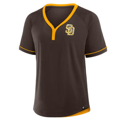 San Diego Padres Fanatics Women's League Diva Star Raglan V-Neck T-Shirt Lifestyle