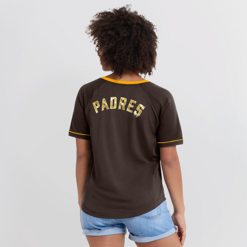 San Diego Padres Fanatics Women's League Diva Star Raglan V-Neck T-Shirt Lifestyle