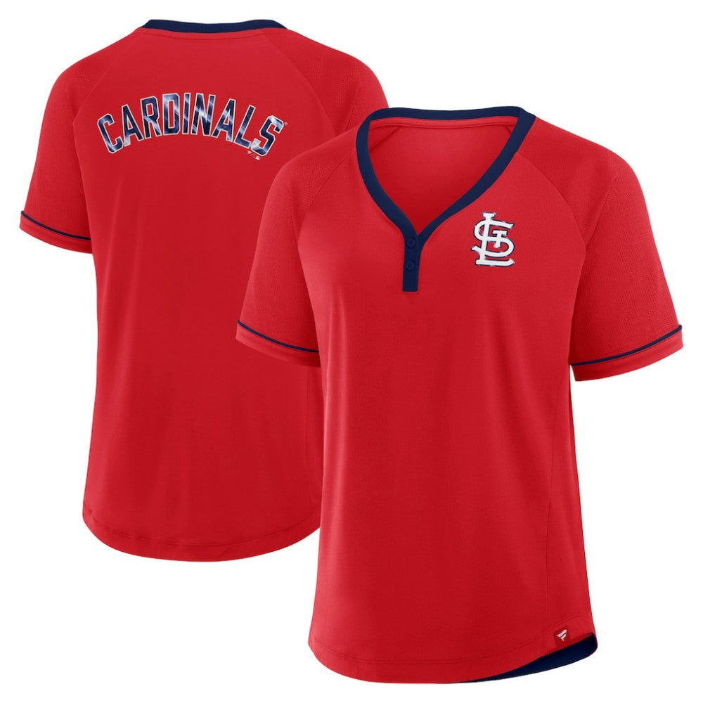 St. Louis Cardinals Fanatics Women's League Diva Star Raglan V-Neck T-Shirt Clearance