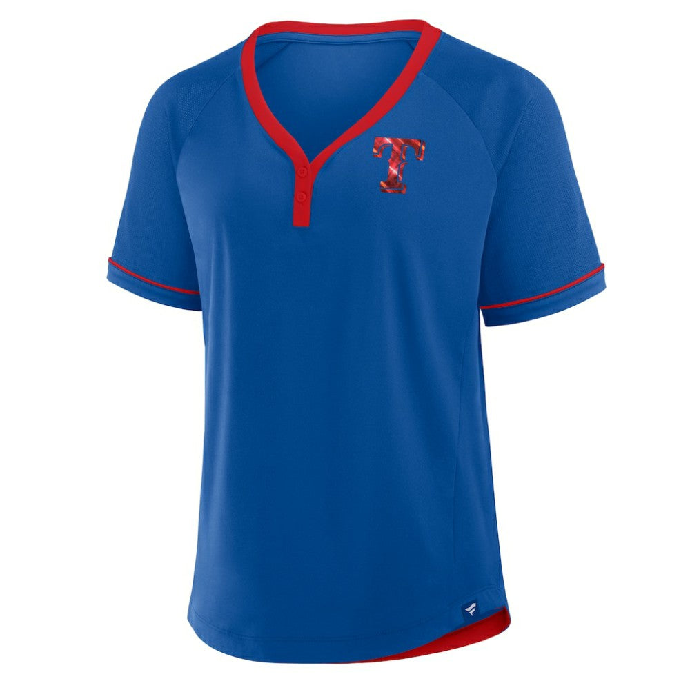 Texas Rangers Fanatics Women's League Diva Star Raglan V-Neck T-Shirt Clearance