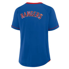 Texas Rangers Fanatics Women's League Diva Star Raglan V-Neck T-Shirt Clearance