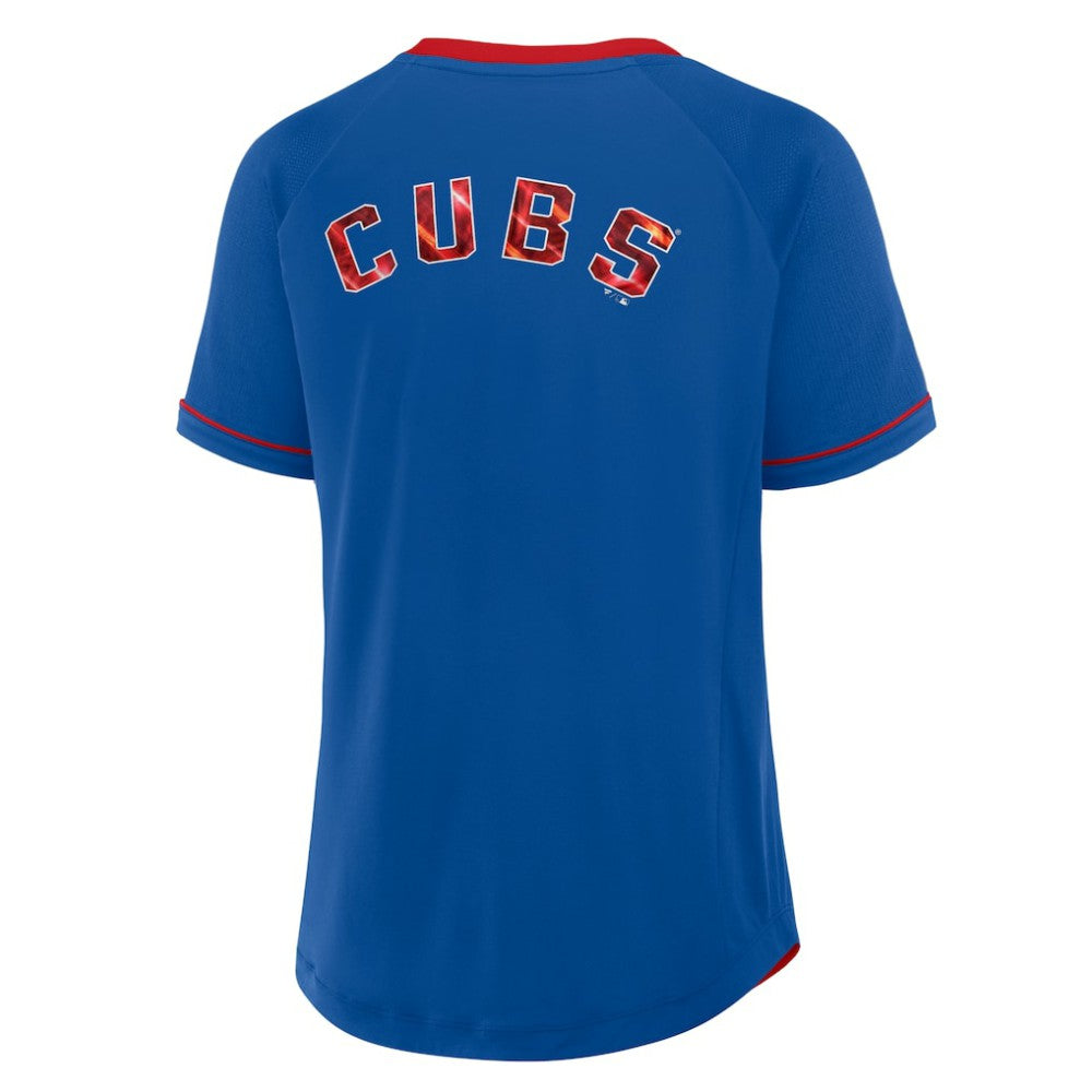 Chicago Cubs Fanatics Women's League Diva Star Raglan V-Neck T-Shirt On Sale