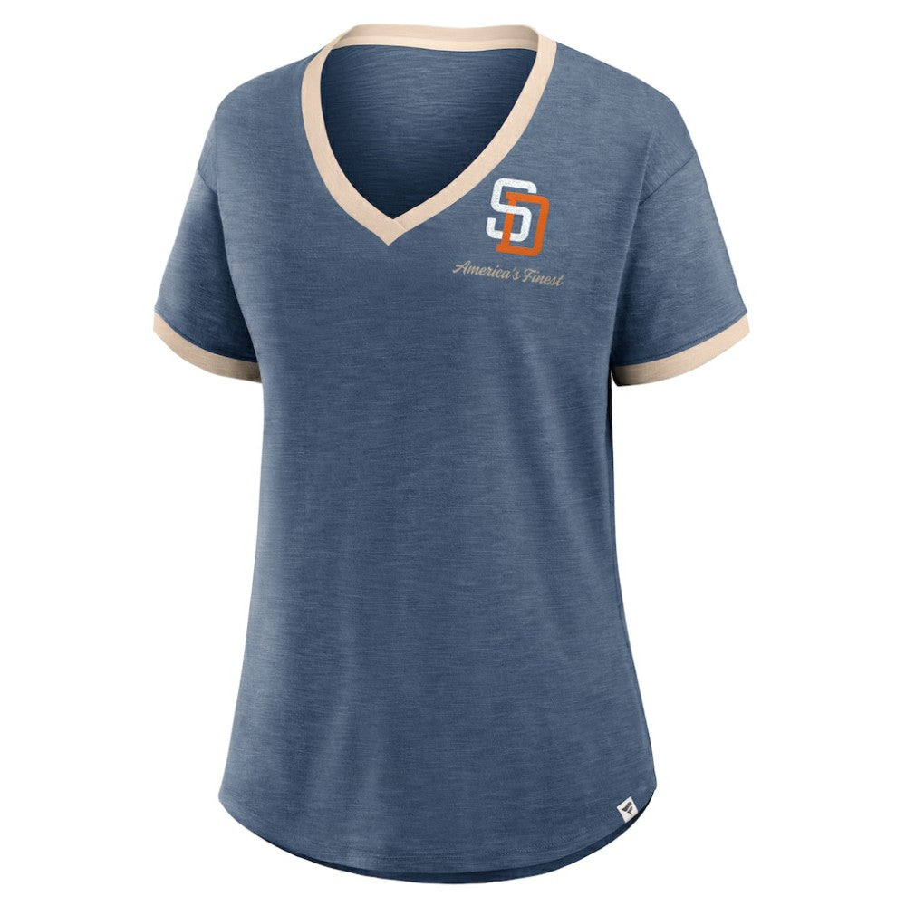 San Diego Padres Fanatics Women's Binge Worthy Stadium Slub V-Neck T-Shirt Sale