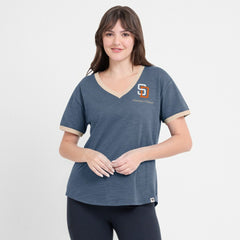 San Diego Padres Fanatics Women's Binge Worthy Stadium Slub V-Neck T-Shirt Sale