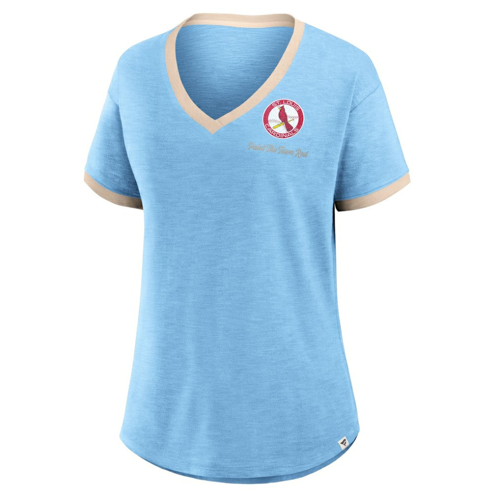 St. Louis Cardinals Fanatics Women's Binge Worthy Stadium Slub V-Neck T-Shirt Sale