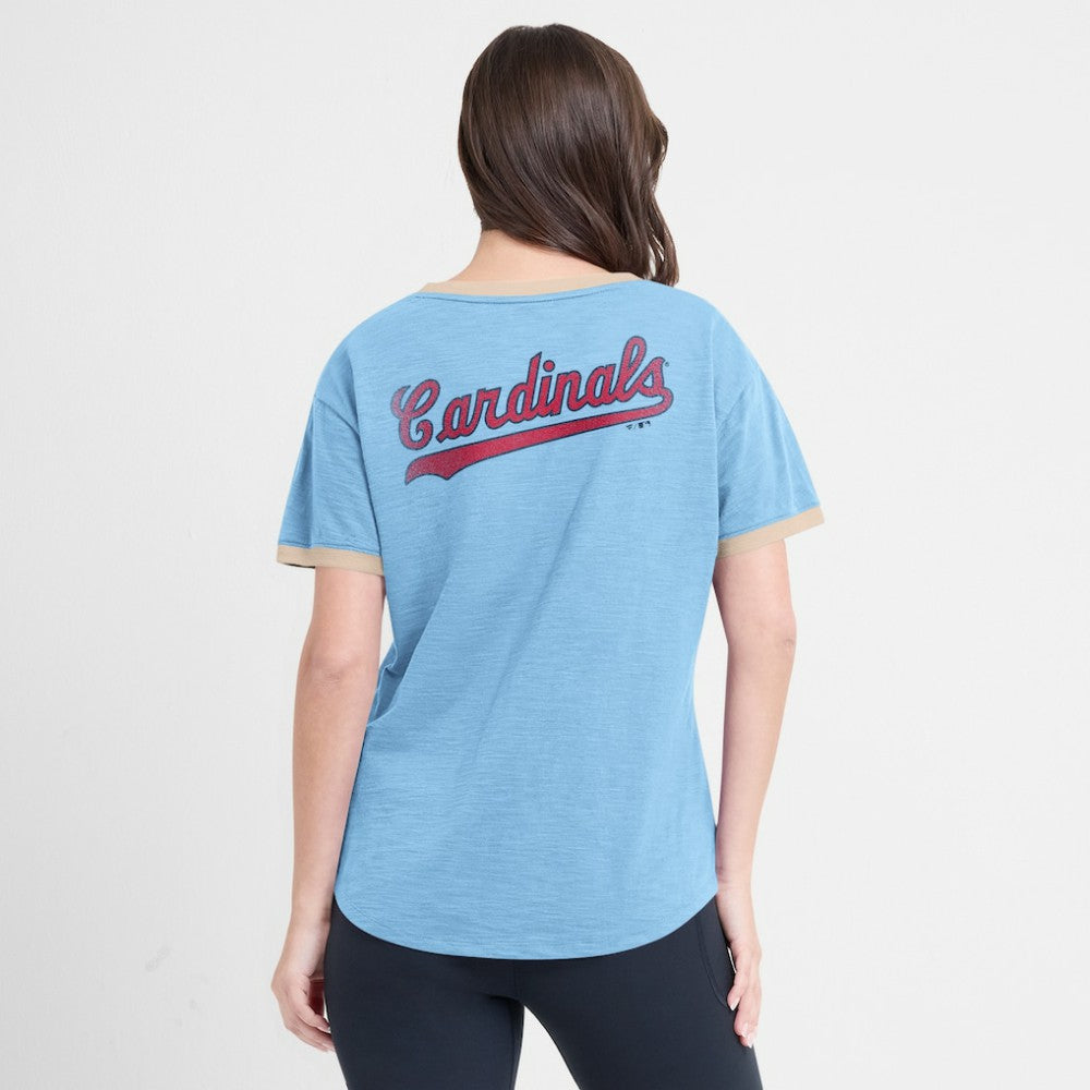 St. Louis Cardinals Fanatics Women's Binge Worthy Stadium Slub V-Neck T-Shirt Sale