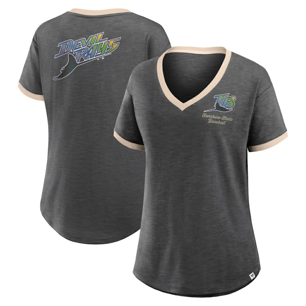 Tampa Bay Rays Fanatics Women's Binge Worthy Stadium Slub V-Neck T-Shirt On Sale