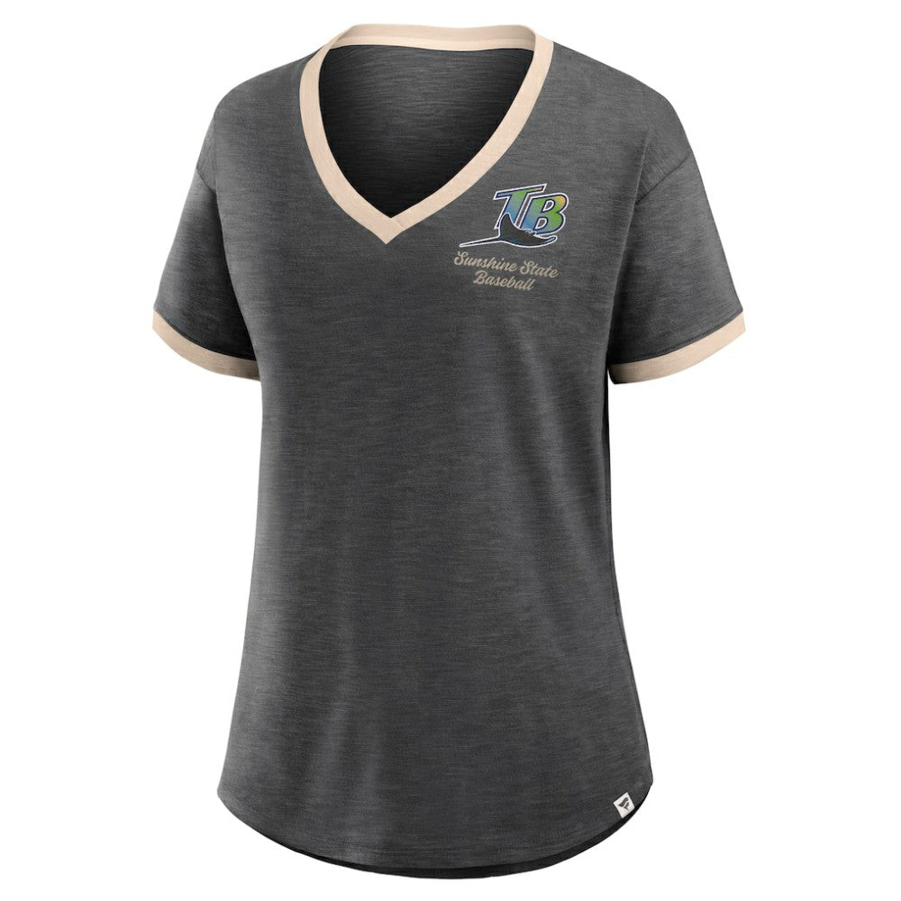 Tampa Bay Rays Fanatics Women's Binge Worthy Stadium Slub V-Neck T-Shirt On Sale