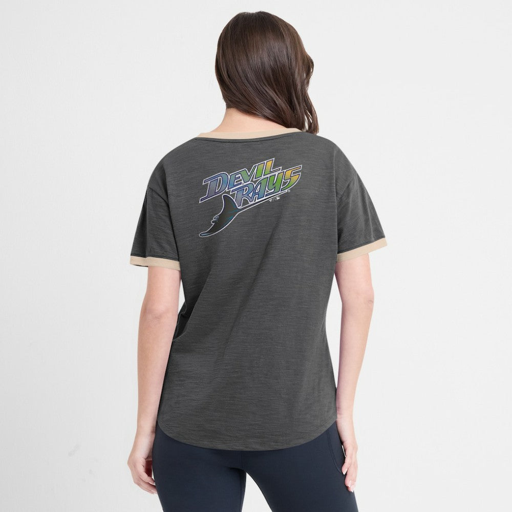Tampa Bay Rays Fanatics Women's Binge Worthy Stadium Slub V-Neck T-Shirt On Sale
