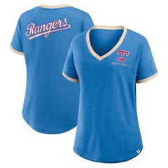 Texas Rangers Fanatics Women's Binge Worthy Stadium Slub V-Neck T-Shirt On Sale