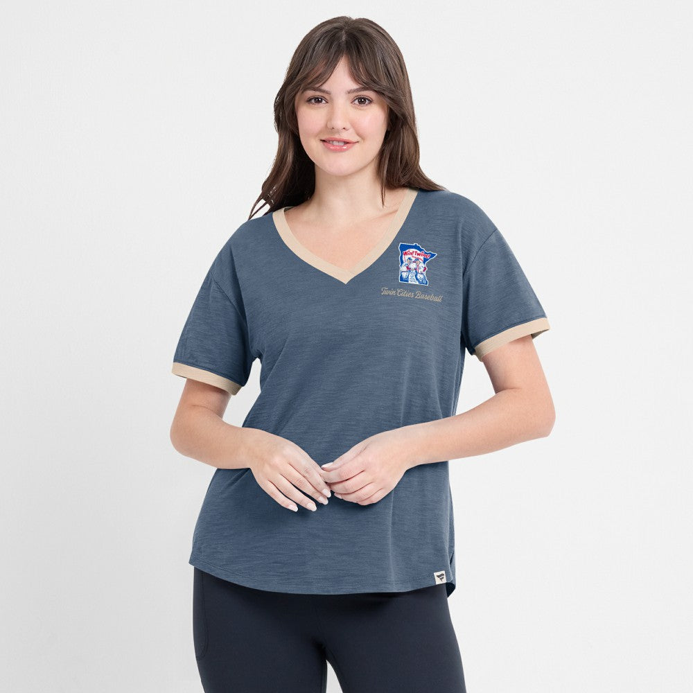 Minnesota Twins Fanatics Women's Binge Worthy Stadium Slub V-Neck T-Shirt Near Me
