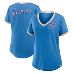 Atlanta Braves Fanatics Women's Binge Worthy Stadium Slub V-Neck T-Shirt discount