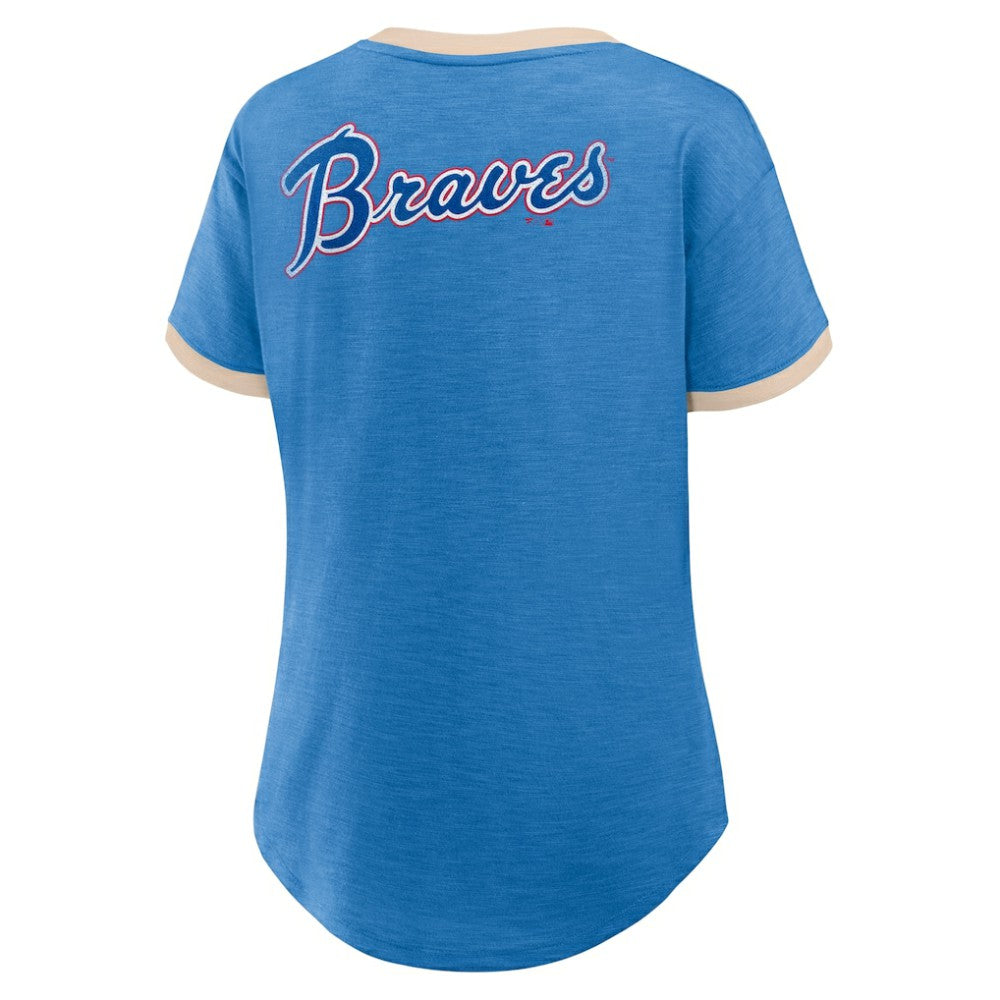 Atlanta Braves Fanatics Women's Binge Worthy Stadium Slub V-Neck T-Shirt discount
