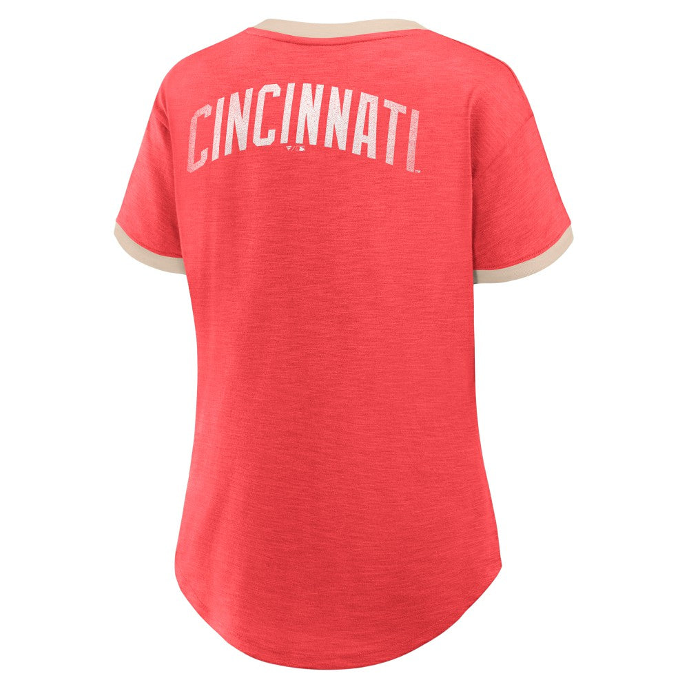 Cincinnati Reds Fanatics Women's Binge Worthy Stadium Slub V-Neck T-Shirt Near Me