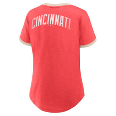 Cincinnati Reds Fanatics Women's Binge Worthy Stadium Slub V-Neck T-Shirt Near Me