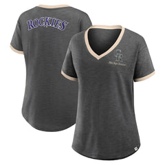 Colorado Rockies Fanatics Women's Binge Worthy Stadium Slub V-Neck T-Shirt discount