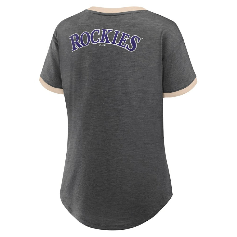 Colorado Rockies Fanatics Women's Binge Worthy Stadium Slub V-Neck T-Shirt discount