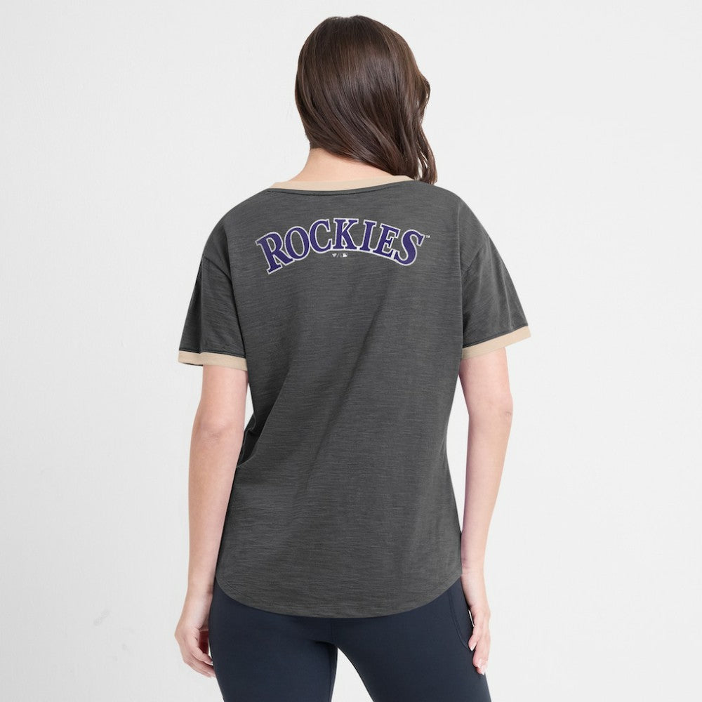 Colorado Rockies Fanatics Women's Binge Worthy Stadium Slub V-Neck T-Shirt discount