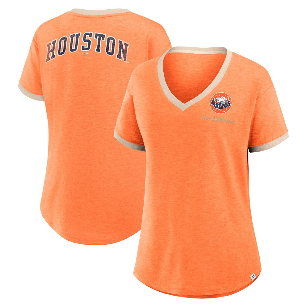 Houston Astros Fanatics Women's Binge Worthy Stadium Slub V-Neck T-Shirt Sale