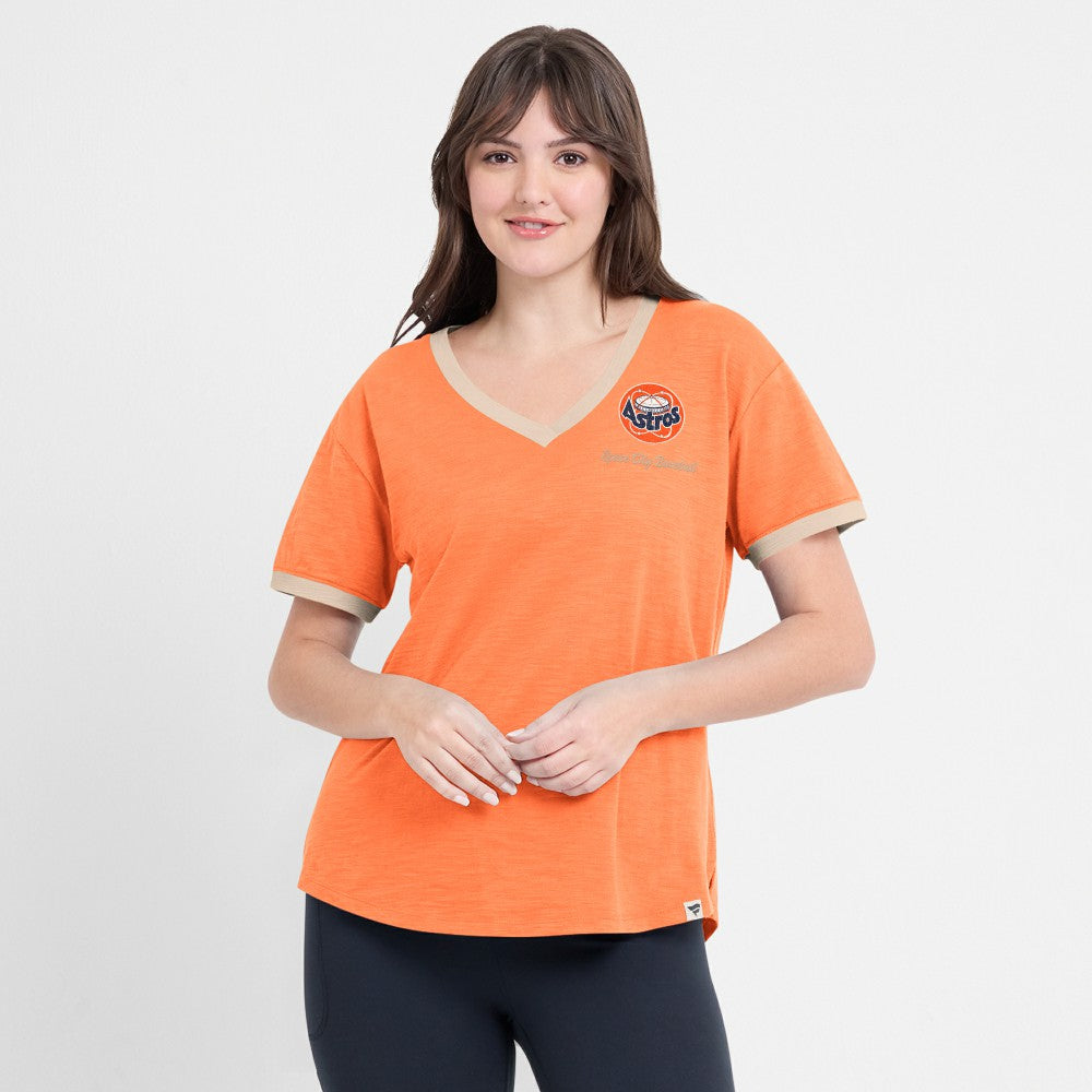 Houston Astros Fanatics Women's Binge Worthy Stadium Slub V-Neck T-Shirt Sale