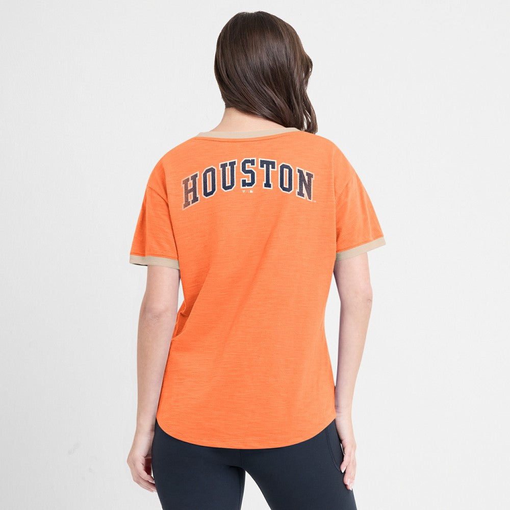 Houston Astros Fanatics Women's Binge Worthy Stadium Slub V-Neck T-Shirt Sale