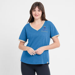 Kansas City Royals Fanatics Women's Binge Worthy Stadium Slub V-Neck T-Shirt Lifestyle