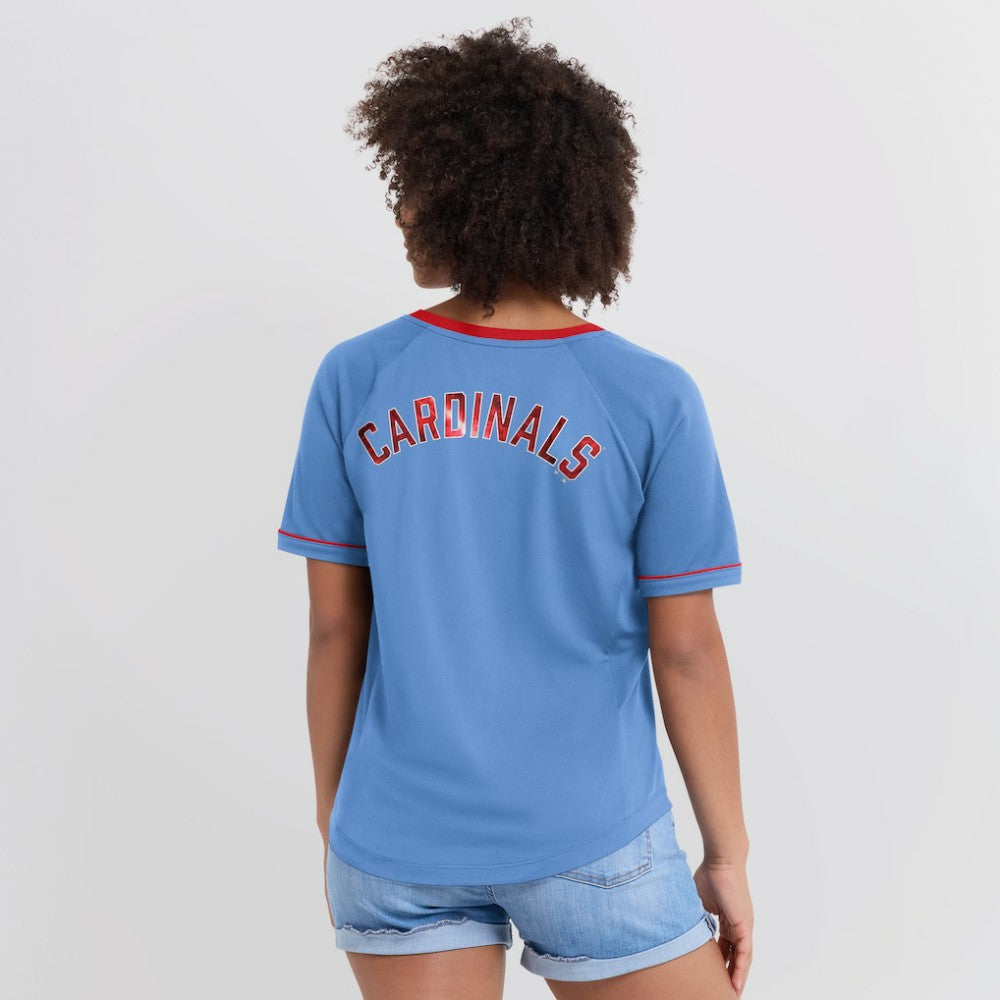 St. Louis Cardinals Fanatics Women's Cooperstown Collection League Diva V-Neck T-Shirt Clearance