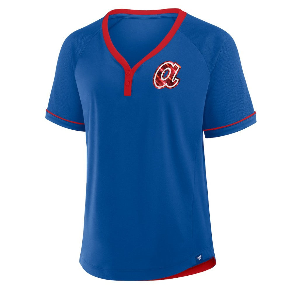 Atlanta Braves Fanatics Women's Cooperstown Collection League Diva Raglan V-Neck T-Shirt Clearance