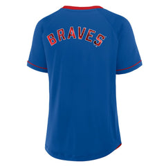 Atlanta Braves Fanatics Women's Cooperstown Collection League Diva Raglan V-Neck T-Shirt Clearance