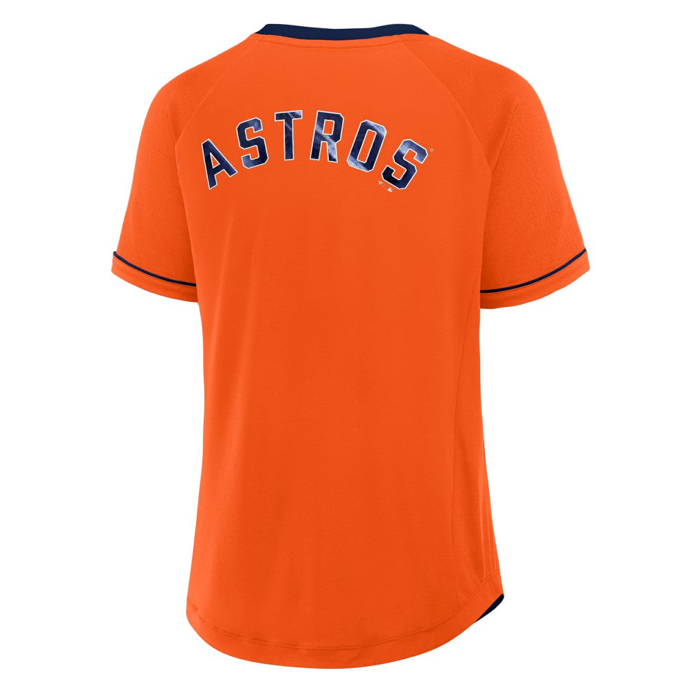 Houston Astros Fanatics Women's Cooperstown Collection League Diva Raglan V-Neck T-Shirt On Sale