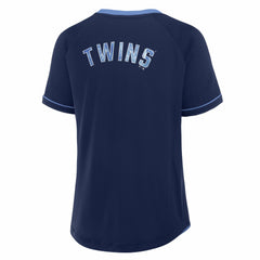Minnesota Twins Fanatics Women's Cooperstown Collection League Diva Raglan V-Neck T-Shirt On Sale