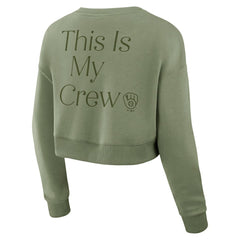 Milwaukee Brewers Fanatics Women's Studio Cropped Pullover Sweatshirt for sale