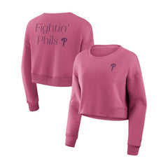 Philadelphia Phillies Fanatics Women's Studio Cropped Pullover Sweatshirt Sale