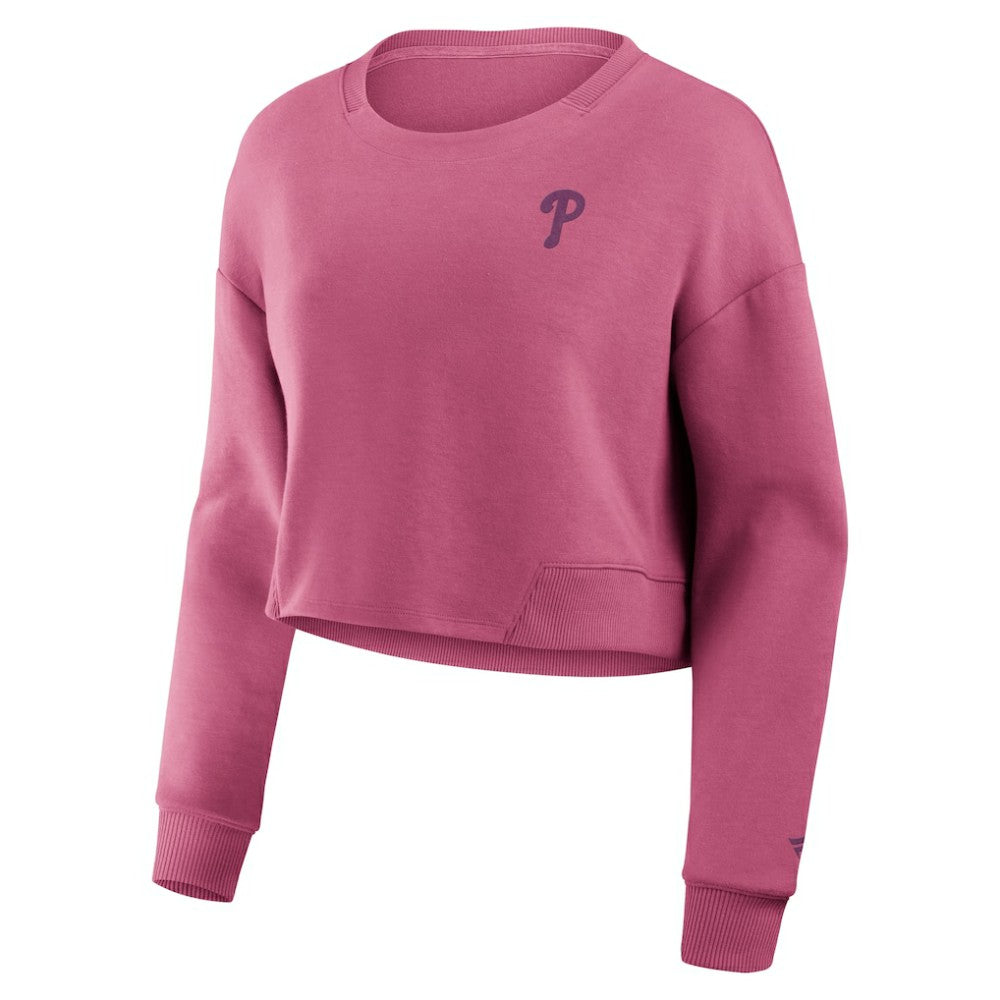 Philadelphia Phillies Fanatics Women's Studio Cropped Pullover Sweatshirt Sale
