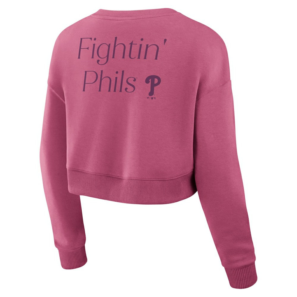 Philadelphia Phillies Fanatics Women's Studio Cropped Pullover Sweatshirt Sale