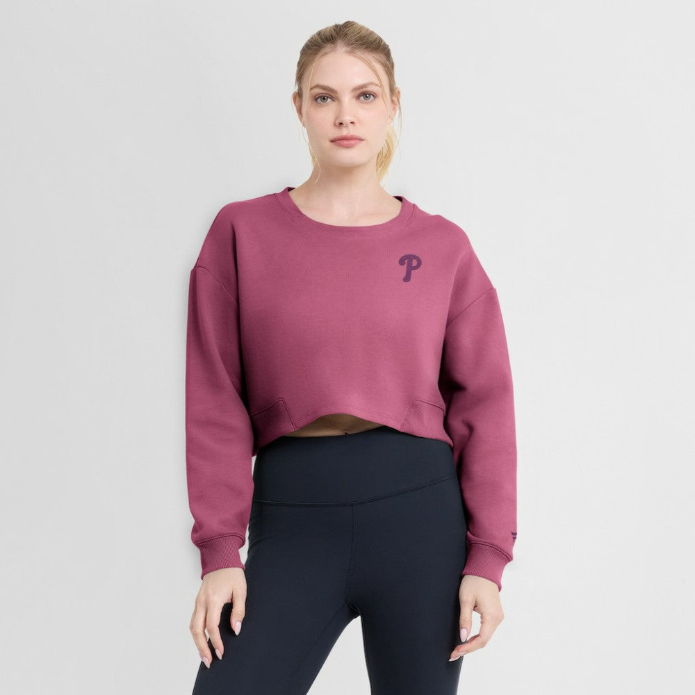 Philadelphia Phillies Fanatics Women's Studio Cropped Pullover Sweatshirt Sale