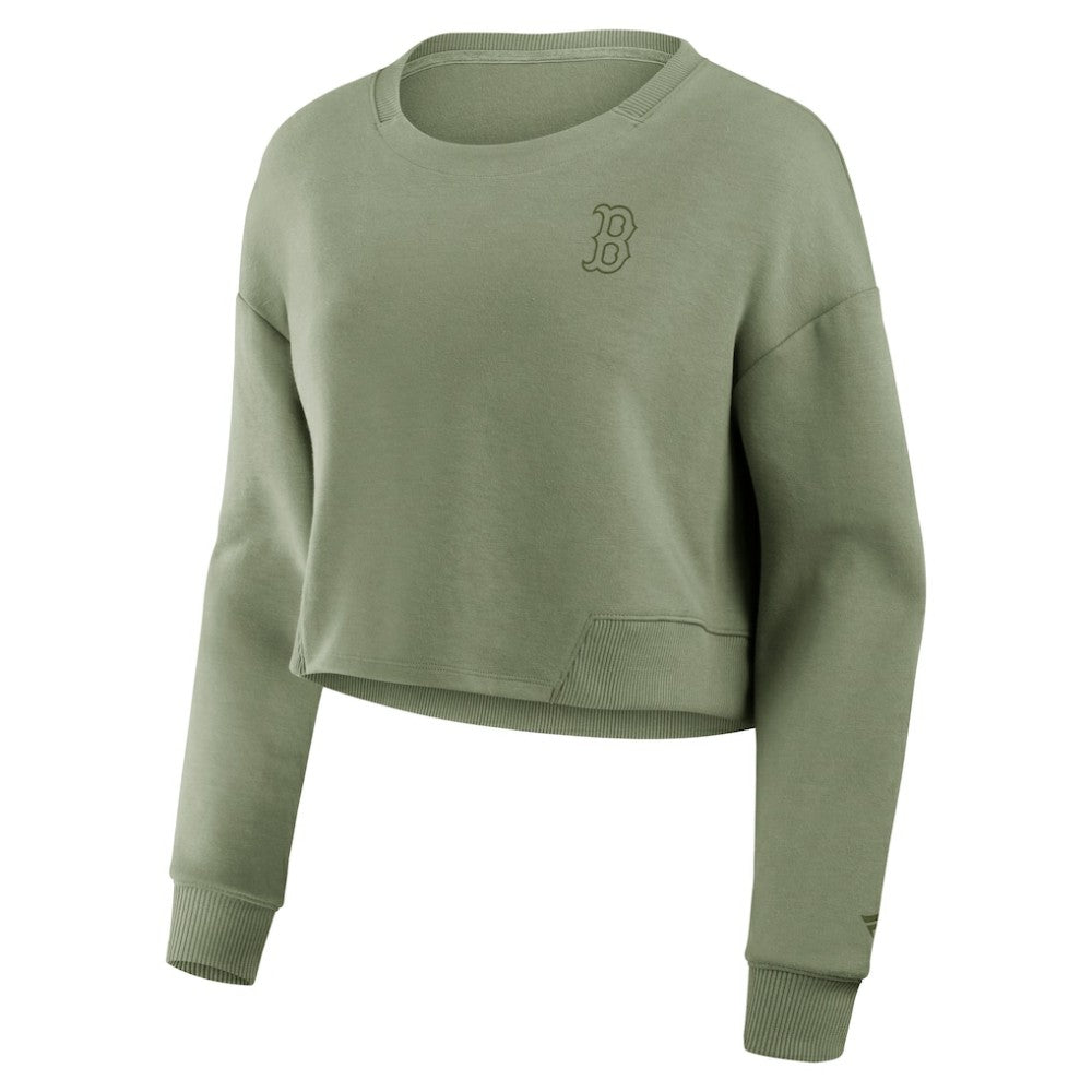 Boston Red Sox Fanatics Women's Studio Cropped Pullover Sweatshirt On Sale
