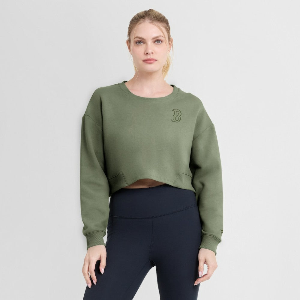 Boston Red Sox Fanatics Women's Studio Cropped Pullover Sweatshirt On Sale