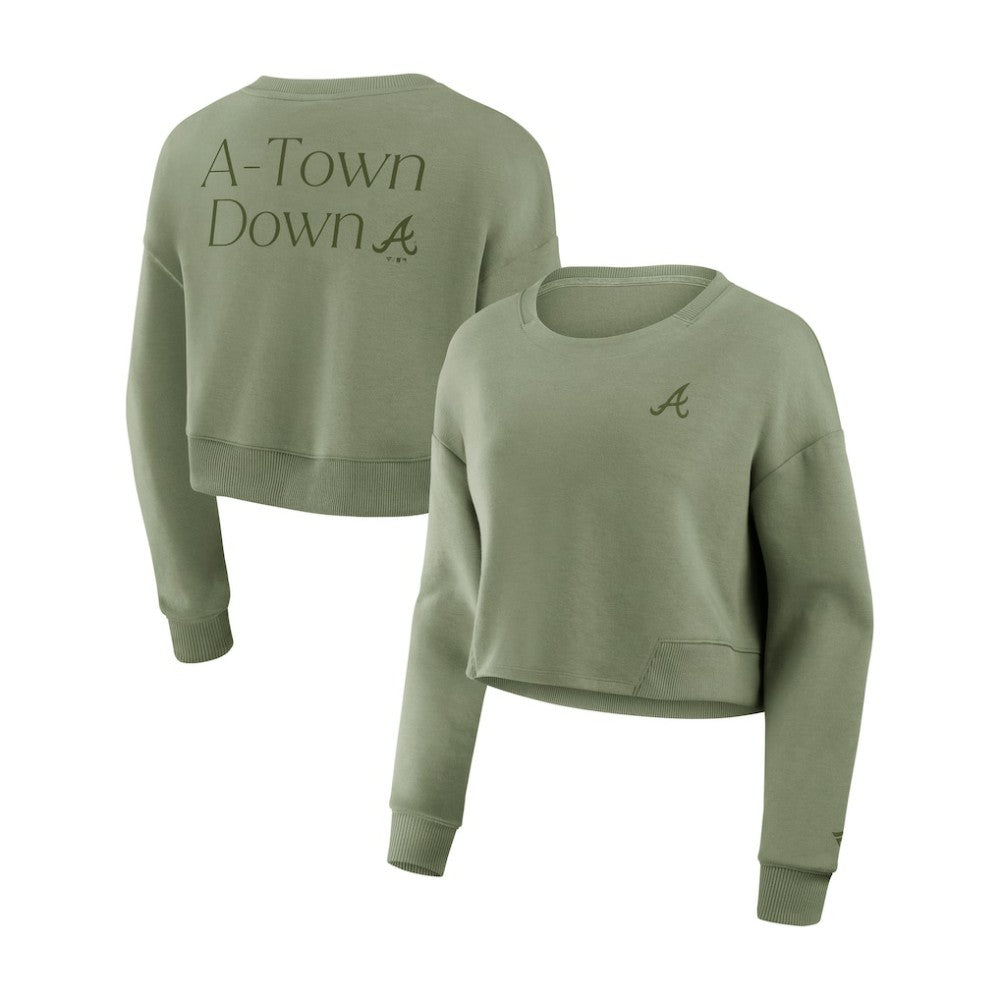 Atlanta Braves Fanatics Women's Studio Cropped Pullover Sweatshirt Near Me