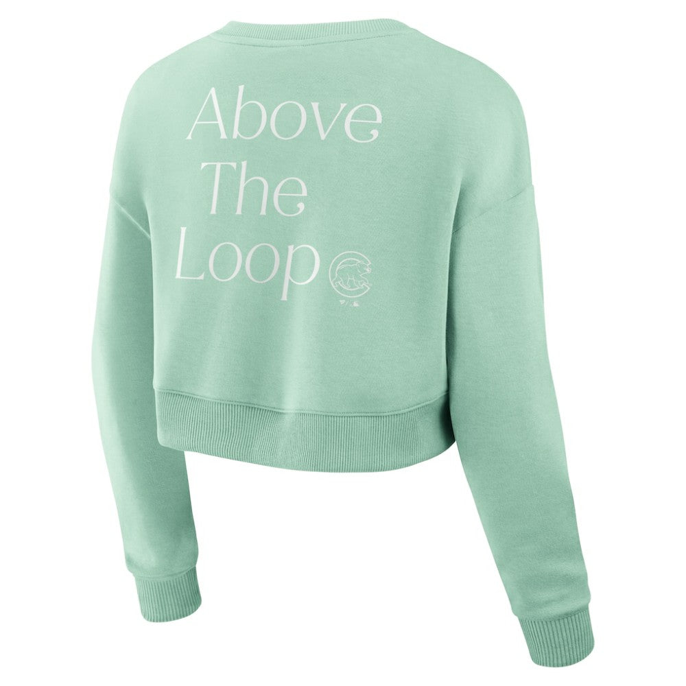 Chicago Cubs Fanatics Women's Studio Cropped Pullover Sweatshirt Clearance