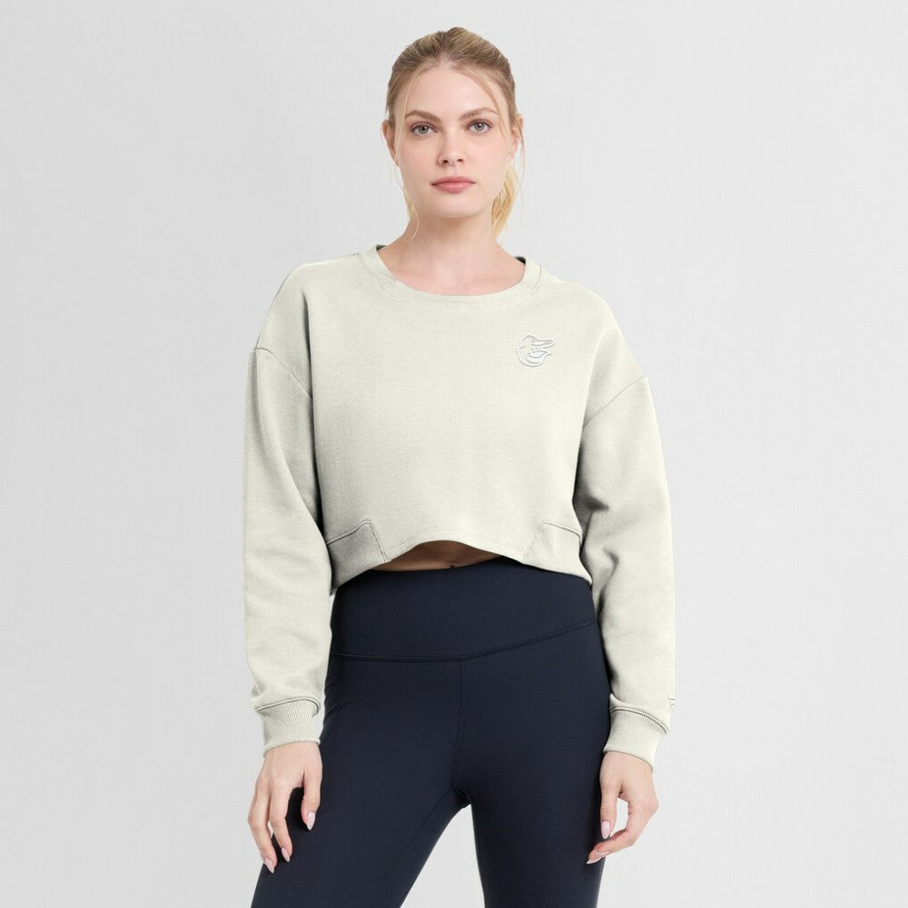 Baltimore Orioles Fanatics Women's Studio Cropped Pullover Sweatshirt On Sale