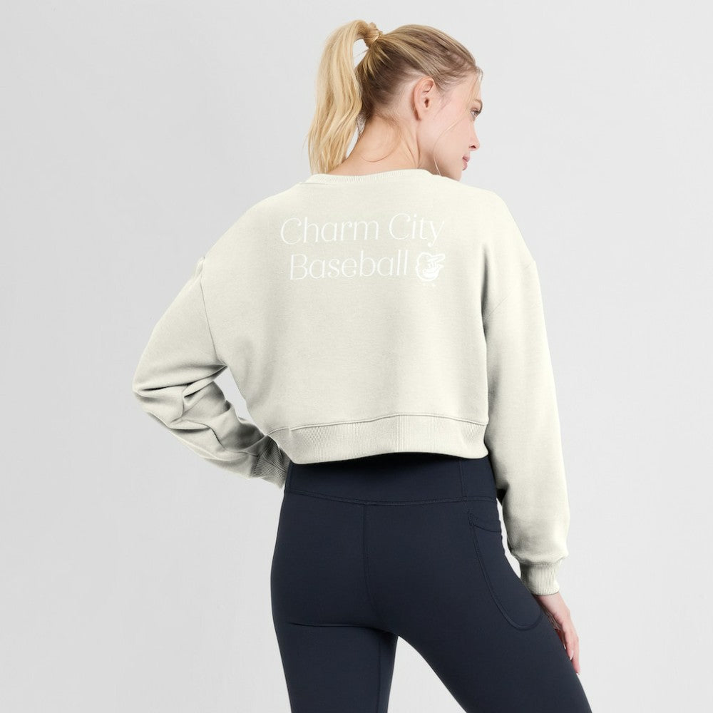 Baltimore Orioles Fanatics Women's Studio Cropped Pullover Sweatshirt On Sale