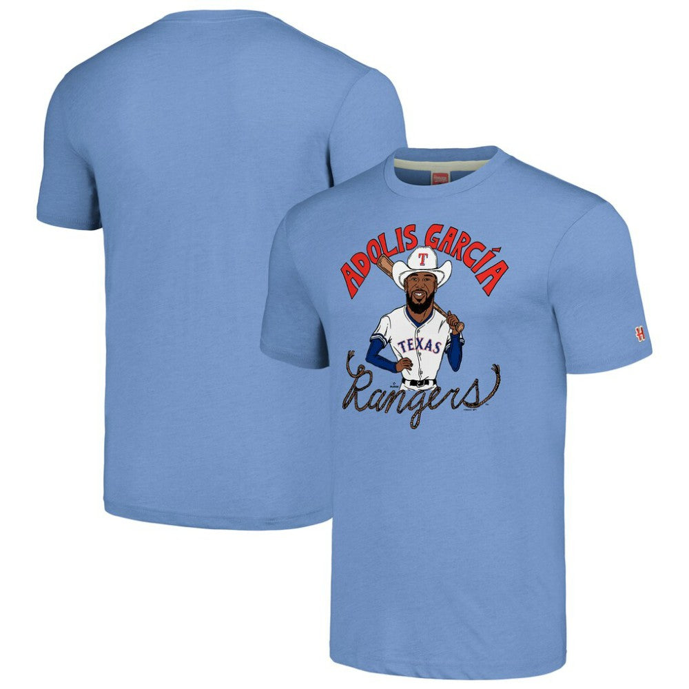Adolis García Texas Rangers Homage Caricature Player Tri-Blend T-Shirt Online