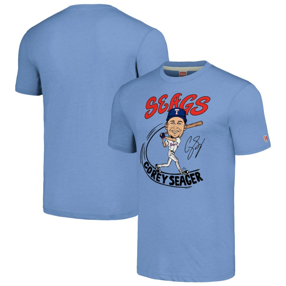 Corey Seager Texas Rangers Homage Caricature Player Tri-Blend T-Shirt for sale