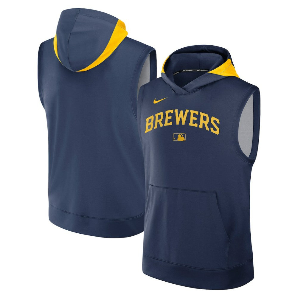 Milwaukee Brewers Nike Authentic Collection Dri-FIT Sleeveless Hoodie Sale