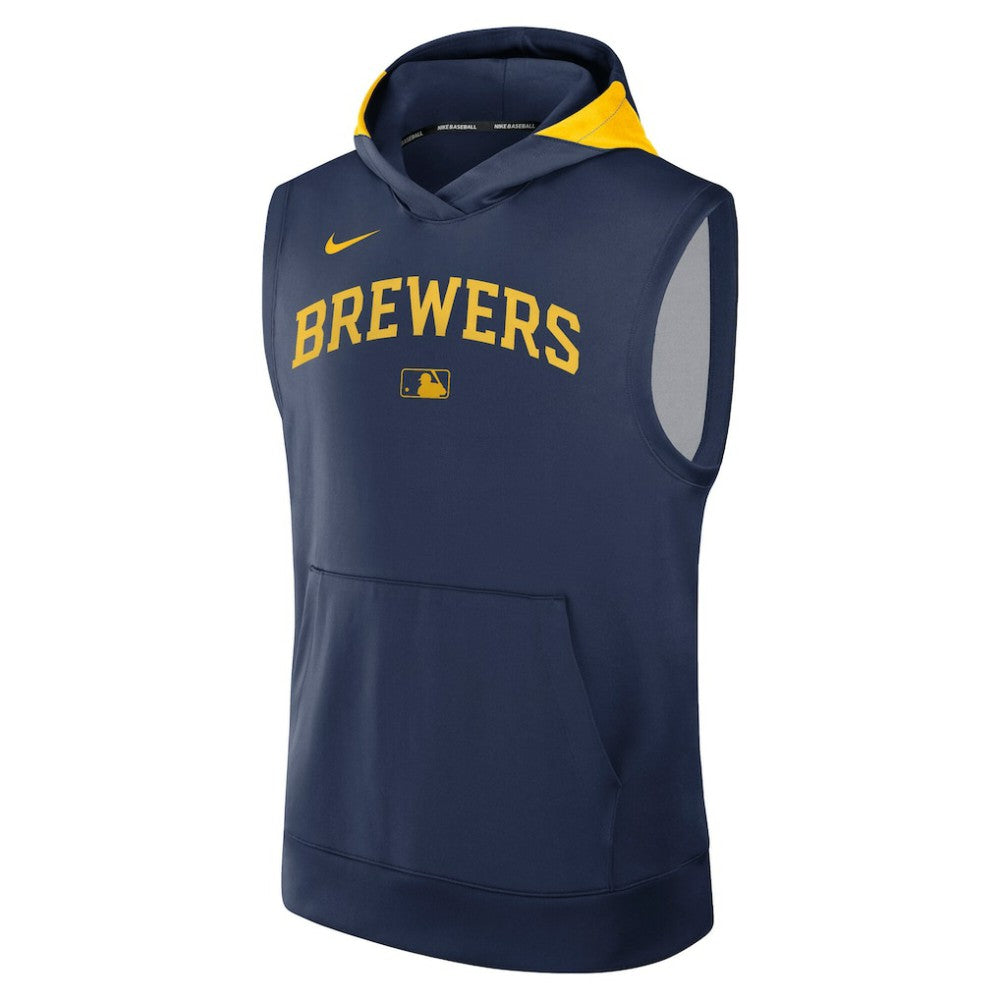 Milwaukee Brewers Nike Authentic Collection Dri-FIT Sleeveless Hoodie Sale