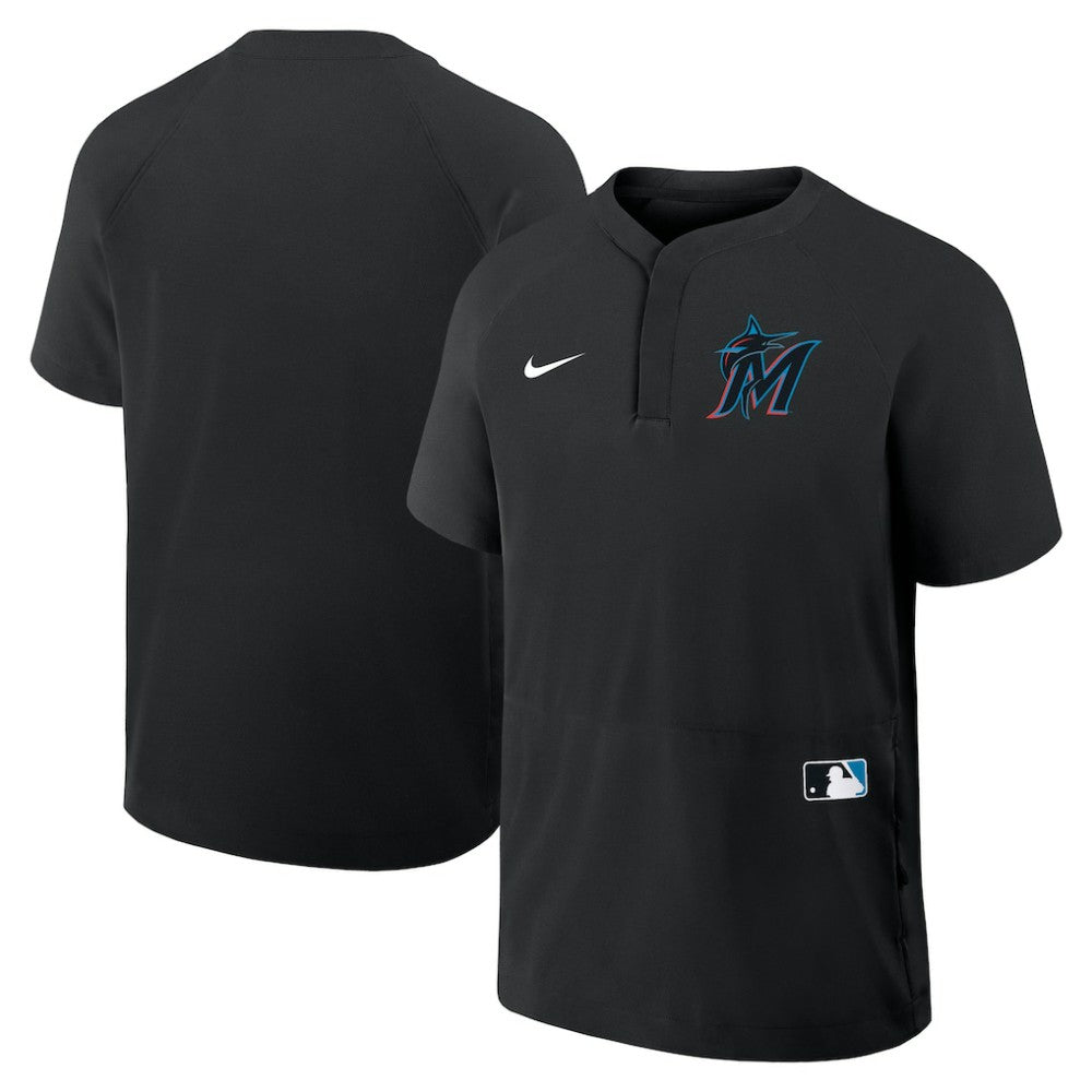 Miami Marlins Nike Authentic Collection Raglan Short Sleeve Windshirt discount