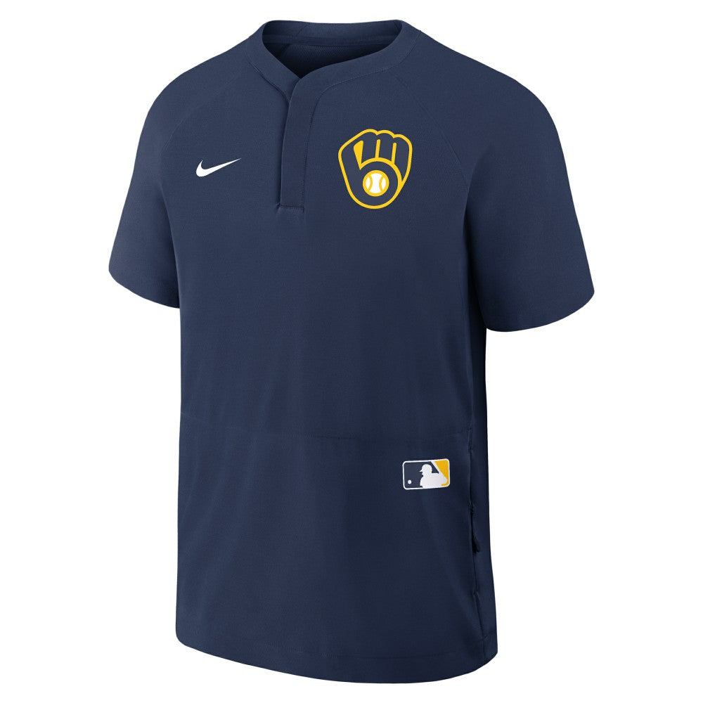 Milwaukee Brewers Nike Authentic Collection Raglan Short Sleeve Windshirt On Sale