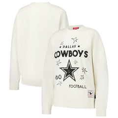Dallas Cowboys Women's Lightweight 3.0 Logo Pullover Sweatshirt Cream - Mitchell & Ness